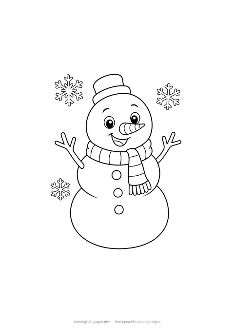 Smiling Snowman coloring page preview
