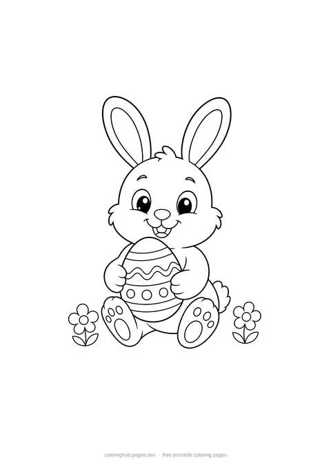 Bunny with Easter Egg coloring page preview
