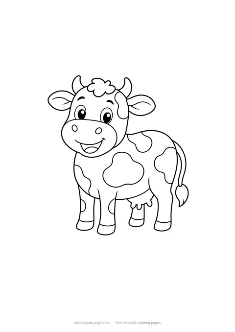 Happy Farm Cow coloring page preview