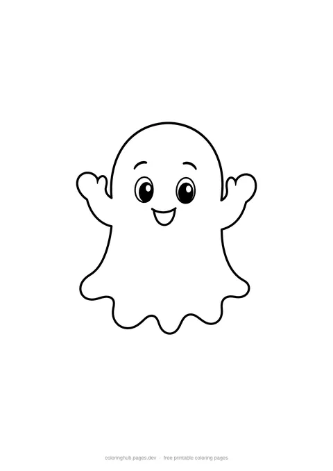 Friendly round ghost – free printable halloween coloring page for kids