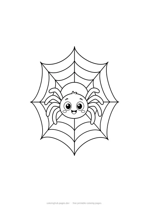 Simple spider web – free printable halloween coloring page for kids