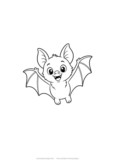 Flying bat – free printable halloween coloring page for kids