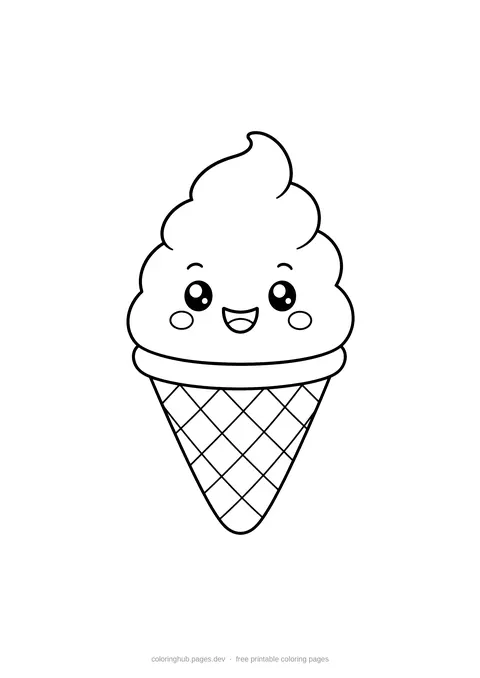 Happy Ice Cream coloring page preview