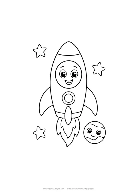 Friendly Rocket coloring page preview