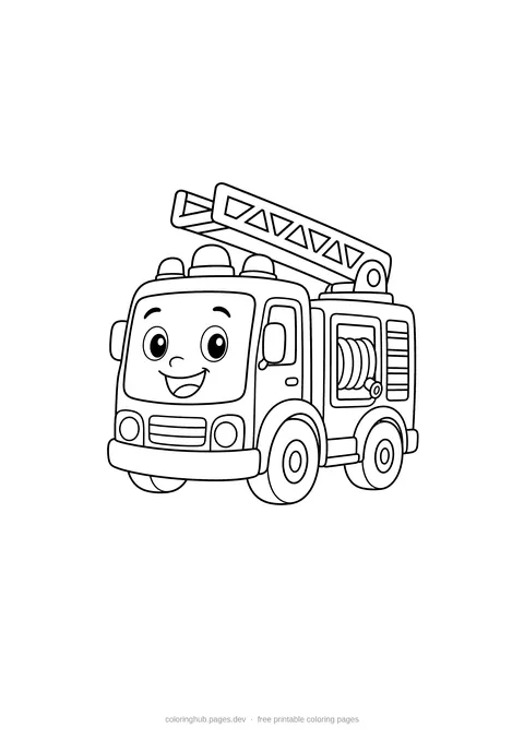 Friendly Fire Truck coloring page preview